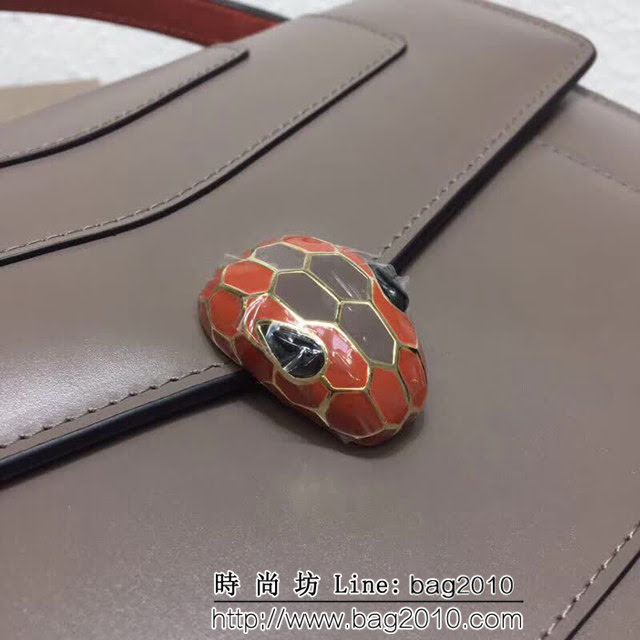 BVLGARI寶格麗 頂級牛皮大號蛇頭包 蛇首搭扣 手提肩背包 可拆卸肩帶 38629 FYD1163